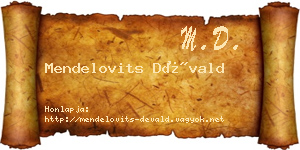 Mendelovits Dévald névjegykártya